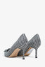 Manolo Blahnik Black/White Patterned Crystal Embellished Heels Size 36.5