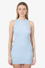 Mach & Mach Blue Ribbed Knit Crystal Embellished Cut Out Mini Dress Size M