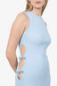 Mach & Mach Blue Ribbed Knit Crystal Embellished Cut Out Mini Dress Size M