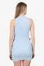 Mach & Mach Blue Ribbed Knit Crystal Embellished Cut Out Mini Dress Size M