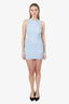 Mach & Mach Blue Ribbed Knit Crystal Embellished Cut Out Mini Dress Size M