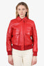 Miu Miu Red Leather Bomber 'Nappa St. Deer' Jacket Size 40