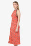 Miu Miu Red Silk High Neck/Open Back 'Moroccan' Maxi Dress Size 40