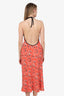 Miu Miu Red Silk High Neck/Open Back 'Moroccan' Maxi Dress Size 40