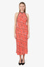Miu Miu Red Silk High Neck/Open Back 'Moroccan' Maxi Dress Size 40