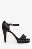 Pre-Loved Chanel™ Black Leather Ankle Strap Chain Sandals Size 37