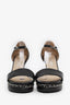 Pre-Loved Chanel™ Black Leather Ankle Strap Chain Sandals Size 37