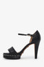 Pre-Loved Chanel™ Black Leather Ankle Strap Chain Sandals Size 37
