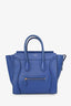 Celine Electric Blue Grained Leather Mini Luggage Tote