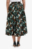 Christian Dior Green/Brown Patterned Midi Skirt Size 2 US