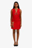 Dolce & Gabbana Red/Gold Bow Tassel Detailed Sleeveless Mini Dress Size 38