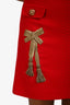 Dolce & Gabbana Red/Gold Bow Tassel Detailed Sleeveless Mini Dress Size 38