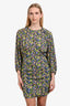 Maje Multicolour Floral Print Long Sleeve Ruched Side Mini Dress Size 40