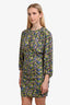 Maje Multicolour Floral Print Long Sleeve Ruched Side Mini Dress Size 40