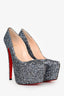 Christian Louboutin Grey Glittered Platform Heels Size 36