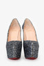 Christian Louboutin Grey Glittered Platform Heels Size 36