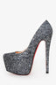 Christian Louboutin Grey Glittered Platform Heels Size 36