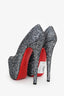 Christian Louboutin Grey Glittered Platform Heels Size 36