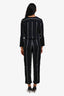 Maje Navy/Black Pinstriped Long Sleeve Jumpsuit Size 34