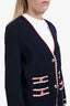 Maje Navy/Red Trim Detailed Long Sleeve Cardigan Size 2