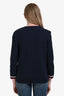 Maje Navy/Red Trim Detailed Long Sleeve Cardigan Size 2