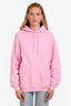 Balenciaga 2021 Pink Logo Printed Distressed Hoodie Size S
