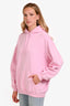 Balenciaga 2021 Pink Logo Printed Distressed Hoodie Size S