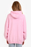 Balenciaga 2021 Pink Logo Printed Distressed Hoodie Size S