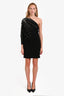 Gucci 2022 Black Crystal Embellished One Shoulder Mini Dress Size XS