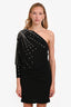 Gucci 2022 Black Crystal Embellished One Shoulder Mini Dress Size XS