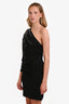 Gucci 2022 Black Crystal Embellished One Shoulder Mini Dress Size XS