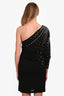 Gucci 2022 Black Crystal Embellished One Shoulder Mini Dress Size XS