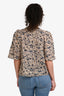 Isabel Marant Etoile Cream/Blue Printed 3/4 Sleeve Top Size 36