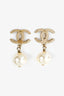 Pre-Loved Chanel™ 2015 Gold Toned Embellished CC Pearl Drop Earrings
