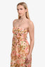 Zimmermann Pink/Tan Linen Floral Belted Strapless Pansuit Size 2