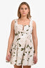 Agua by Agua Bendita White/Beige Floral Flared Mini Dress Size L