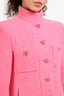 Pre-Loved Chanel™ 2022 Runway Hot Pink Tweed Floral Buttoned Jacket Size 38