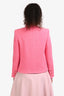 Pre-Loved Chanel™ 2022 Runway Hot Pink Tweed Floral Buttoned Jacket Size 38