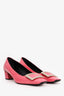 Roger Vivier Pink Patent Leather Block Heels Size 38.5