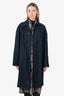 Balenciaga 2019 Navy Plaid Layered Trench Coat Size 34
