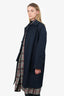 Balenciaga 2019 Navy Plaid Layered Trench Coat Size 34