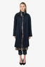 Balenciaga 2019 Navy Plaid Layered Trench Coat Size 34