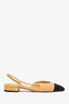 Pre-Loved Chanel™ Beige/Black Leather Slingback Heels Size 39
