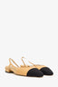 Pre-Loved Chanel™ Beige/Black Leather Slingback Heels Size 39