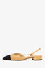Pre-Loved Chanel™ Beige/Black Leather Slingback Heels Size 39