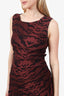 Emilio Pucci Red/Black Animal Print Ruched Sleeveless Dress Size 10