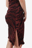 Emilio Pucci Red/Black Animal Print Ruched Sleeveless Dress Size 10
