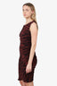 Emilio Pucci Red/Black Animal Print Ruched Sleeveless Dress Size 10