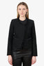 Maje Black Leather Detail Single Breasted Jacket Size 36