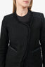 Maje Black Leather Detail Single Breasted Jacket Size 36